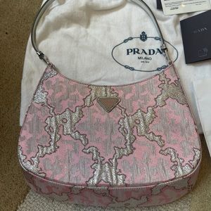 Pink brocade Prada Cleo bag